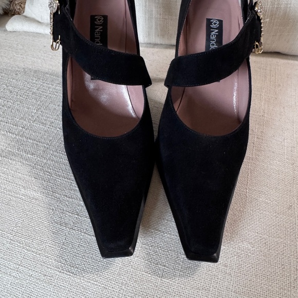 Nando Muzi Vintage Women’s Black Suede Heel Pumps Size 36 - Picture 7 of 10